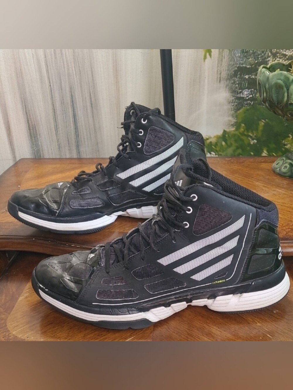 Adidas Ghost Mens 11.5 Black and White Athletic High Top Lightweight Sneakers